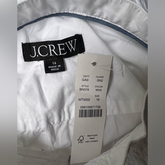 JCrew Ruffle-trim cotton poplin button-up shirt size 18 White - Picture 4 of 14